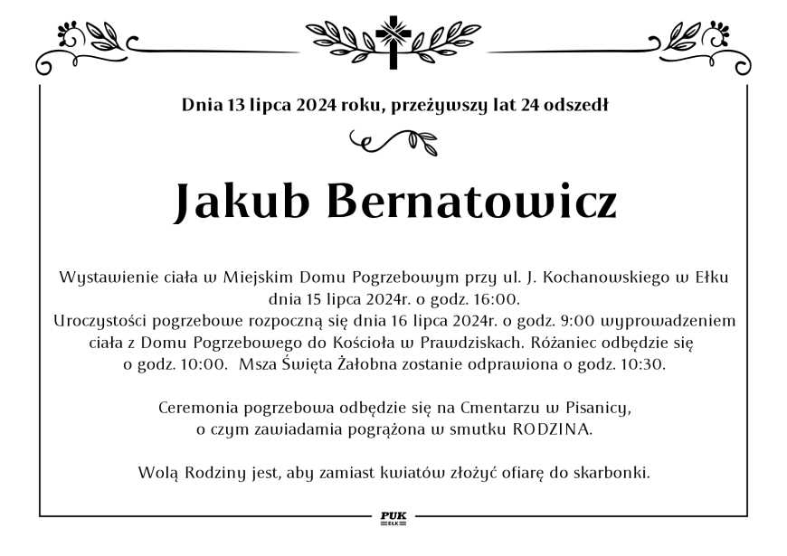 Jakub Bernatowicz - nekrolog
